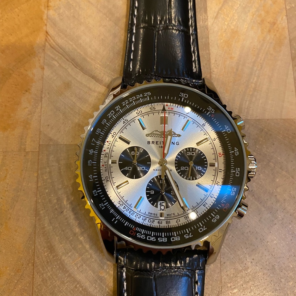New Breitling Silver and Black Men's Chronograph Watch